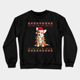 Corgi Santa Christmas Tree Lights Xmas Gift For Dog Lovers Crewneck Sweatshirt